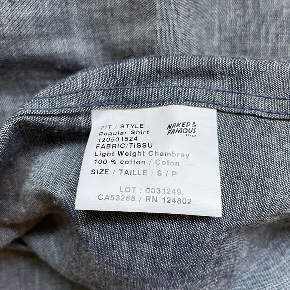 Naked & Famous Lightweight Chambray Shirt – Size Small (EUC) - Picture 3 of 6